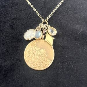 24" Womens' Golden Necklace with 5 Charms